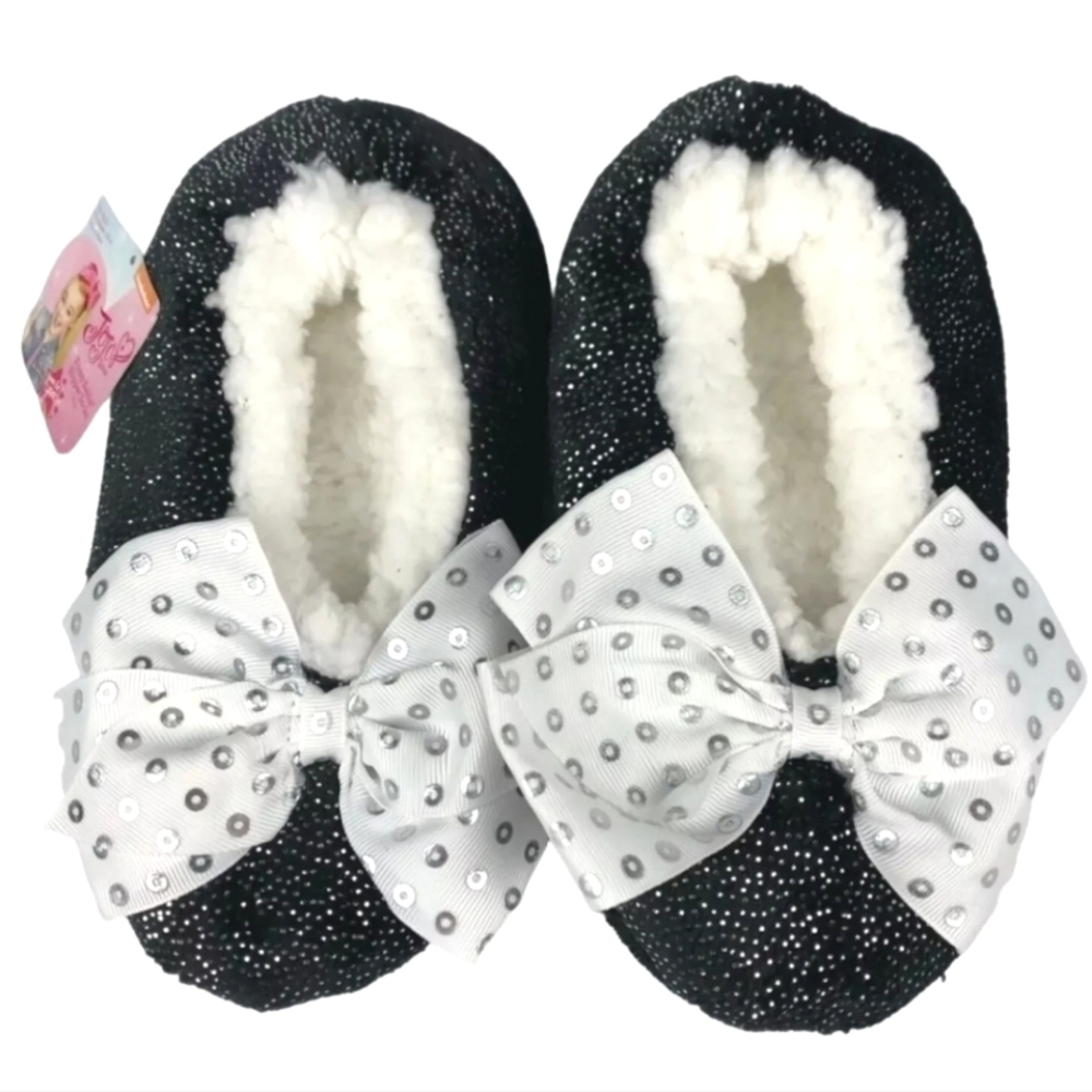 Jojo Fuzzy Babba Girls Slipper Socks S M 8-13 Bow Whimsigoth Dark Fairy Sparkle